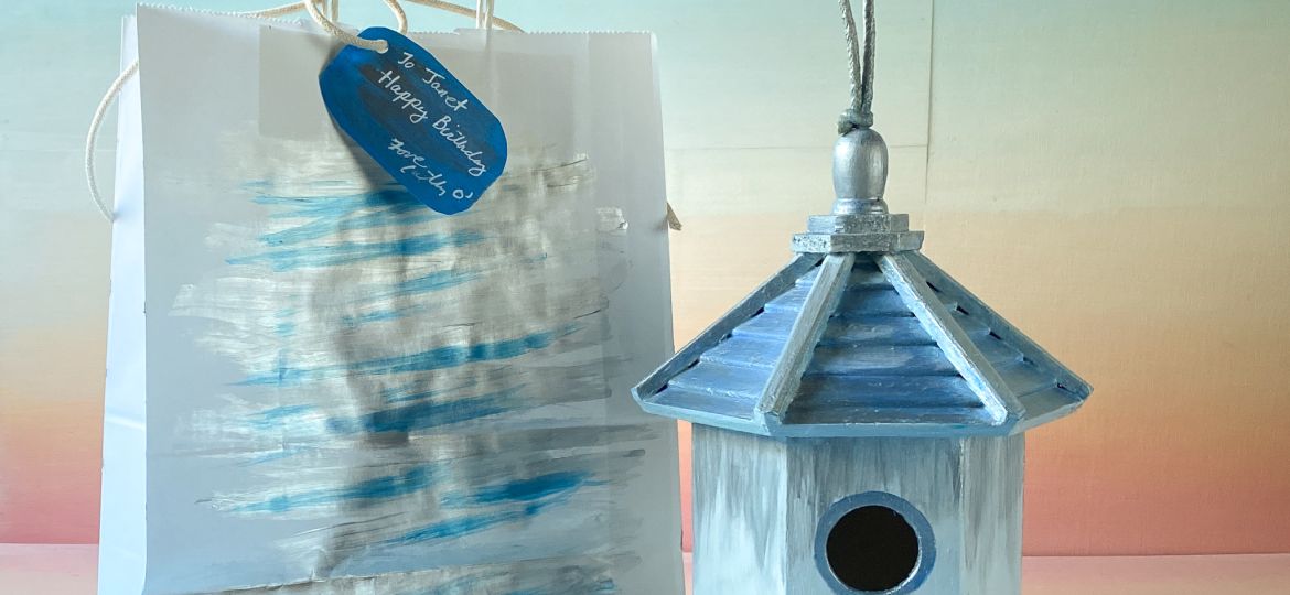 Silver & Blue Birdhouse